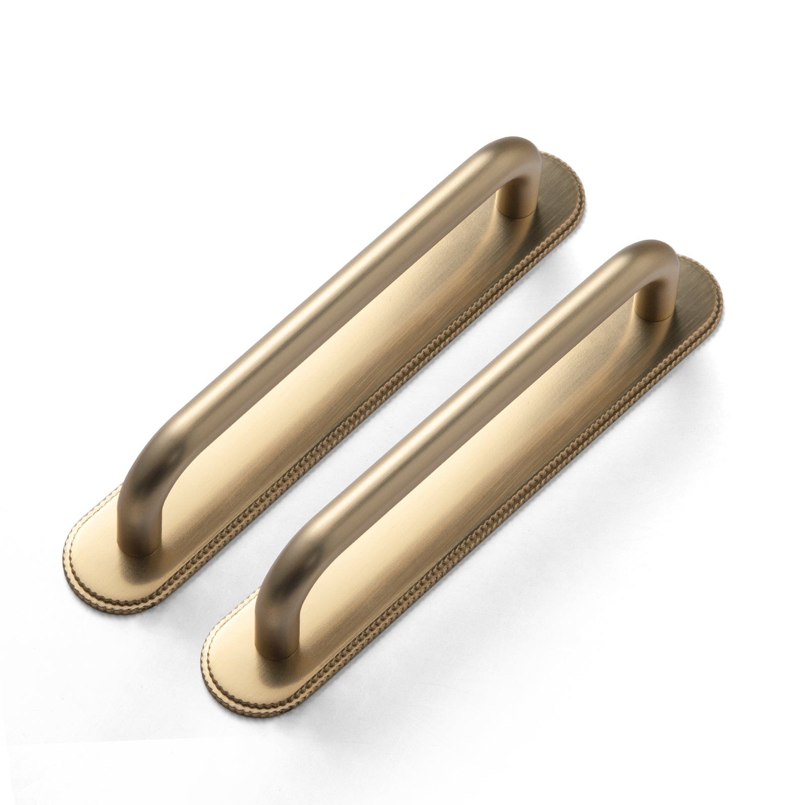 Goo-Ki Champagne Bronze / G019 / 5'' Hole Center 2 Pack Modern Geometric Zinc Alloy Cabinet Pulls with Back Plate Sleek Curved Sturdy Cabinet Handles