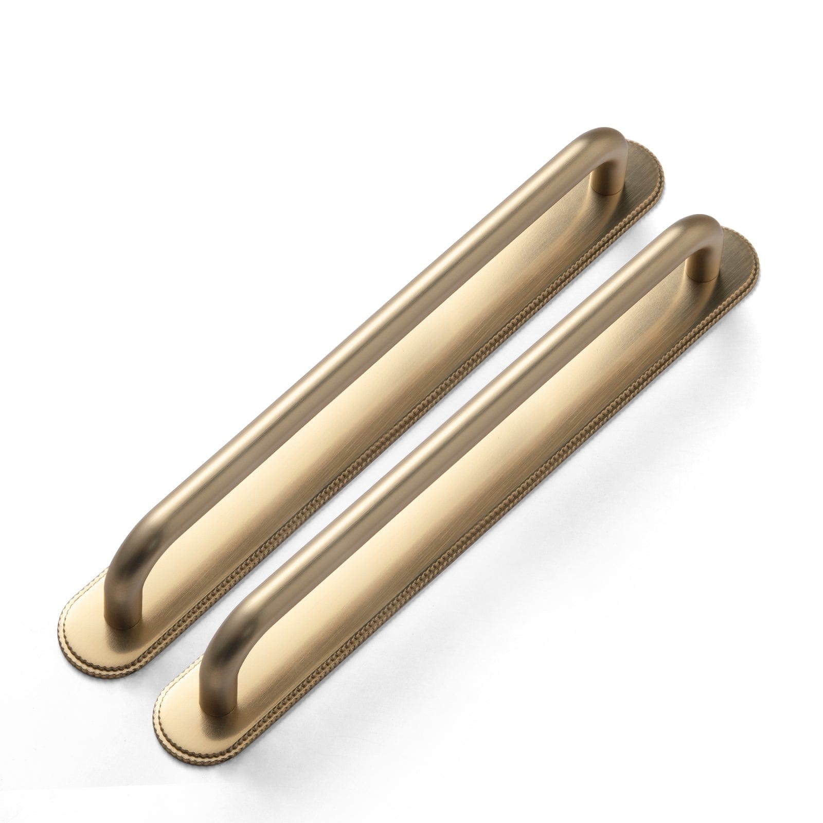 Goo-Ki Champagne Bronze / G019 / 7.6'' Hole Center 2 Pack Modern Geometric Zinc Alloy Cabinet Pulls with Back Plate Sleek Curved Sturdy Cabinet Handles