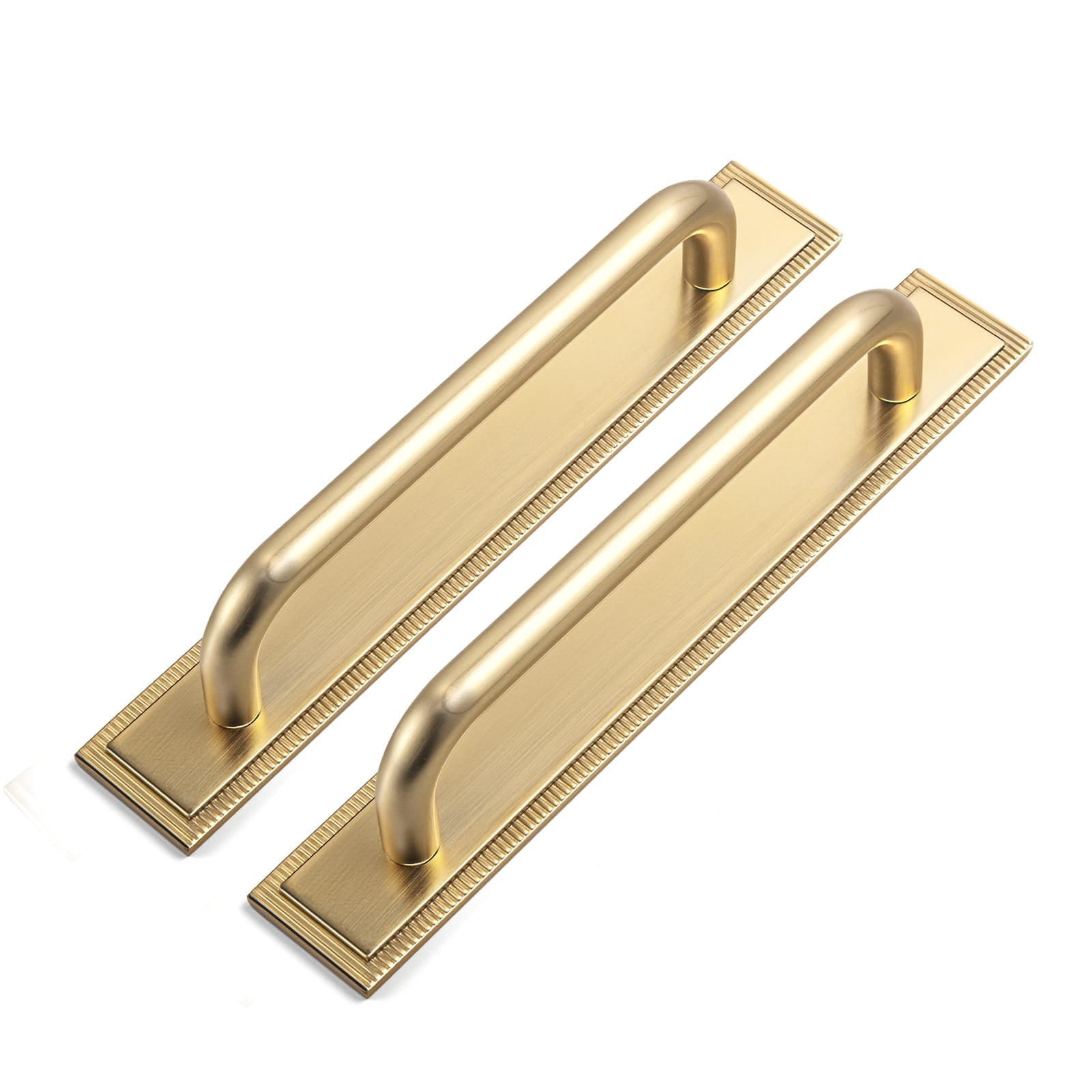 Goo-Ki Champagne Bronze / G022 / 5'' Hole Center 2 Pack Modern Geometric Zinc Alloy Cabinet Pulls with Back Plate Sleek Curved Sturdy Cabinet Handles