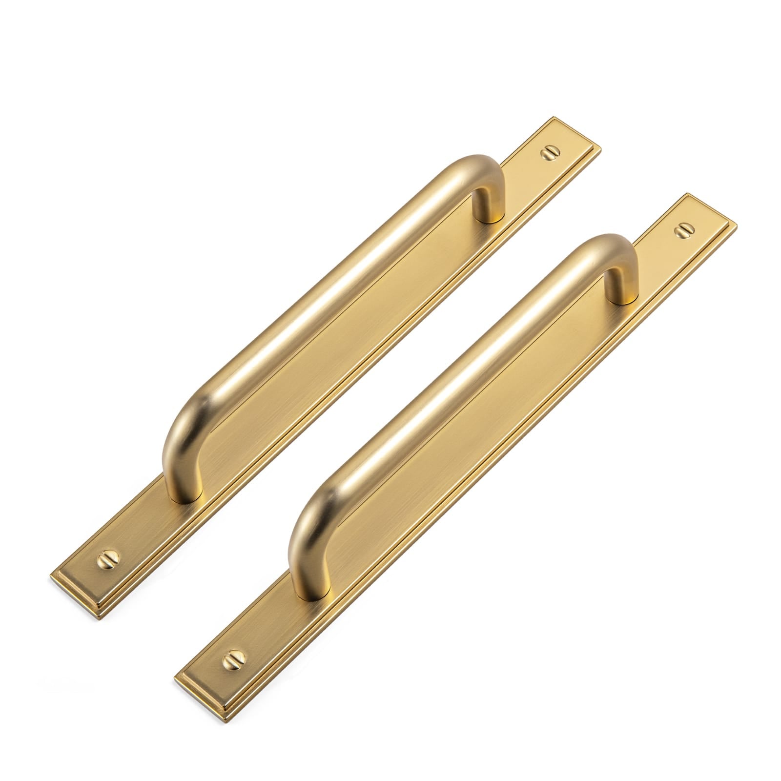 Goo-Ki Champagne Bronze / G026 / 5'' Hole Center 2 Pack Modern Geometric Zinc Alloy Cabinet Pulls with Back Plate Sleek Curved Sturdy Cabinet Handles