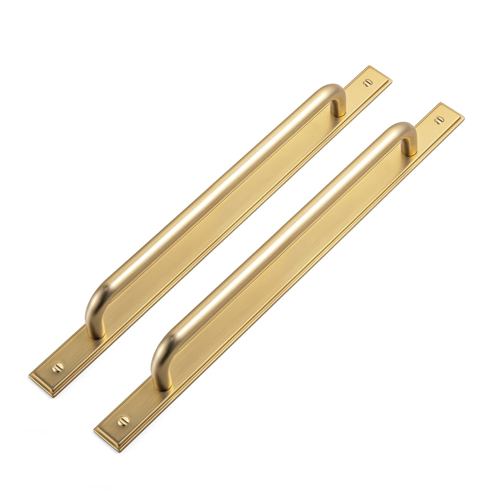 Goo-Ki Champagne Bronze / G026 / 7.6'' Hole Center 2 Pack Modern Geometric Zinc Alloy Cabinet Pulls with Back Plate Sleek Curved Sturdy Cabinet Handles
