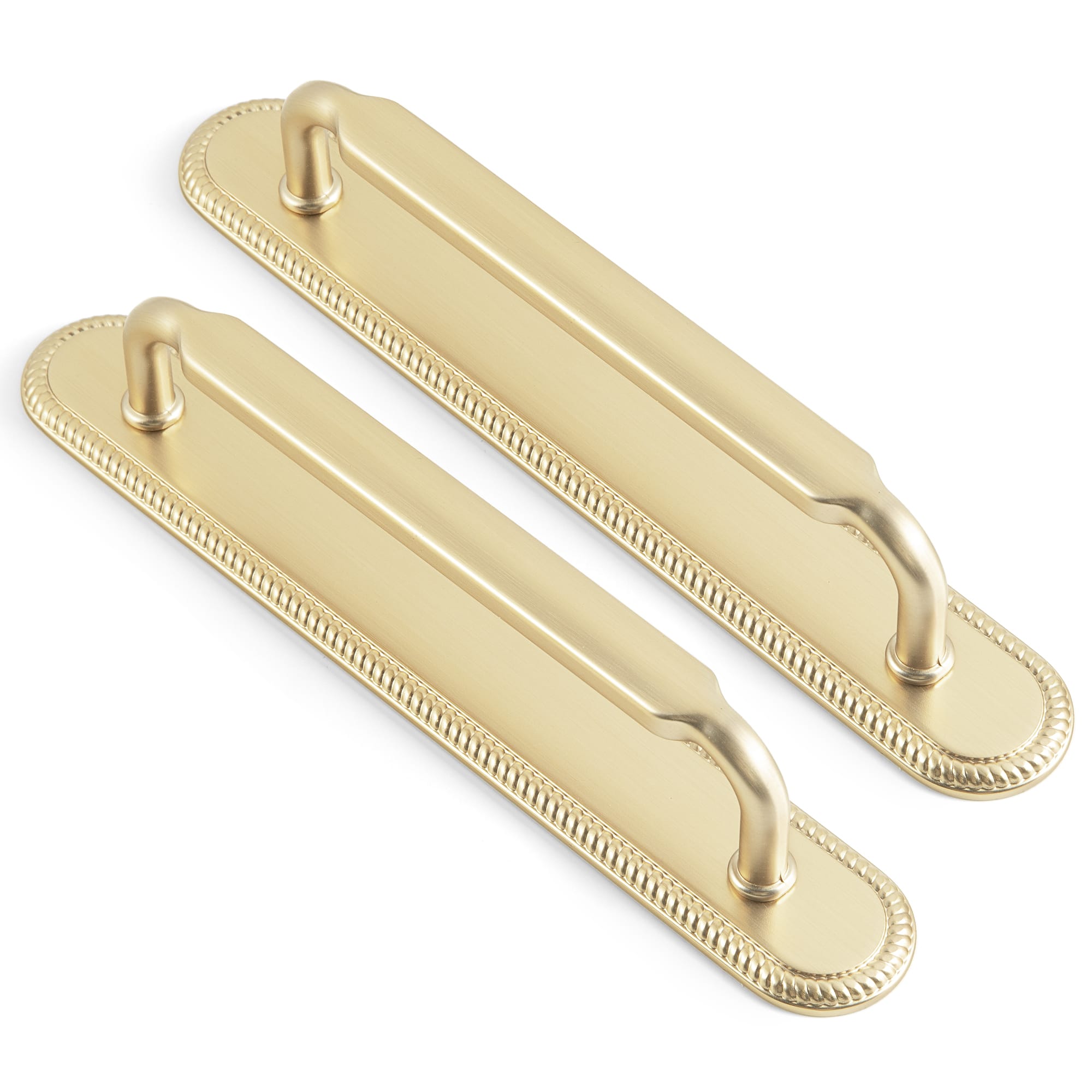 Goo-Ki Champagne Bronze / G027 / 5'' Hole Center 2 Pack Antique Brass Cabinet Pulls with Back Plate Zinc Alloy Drawer Handle with Long Back Plate
