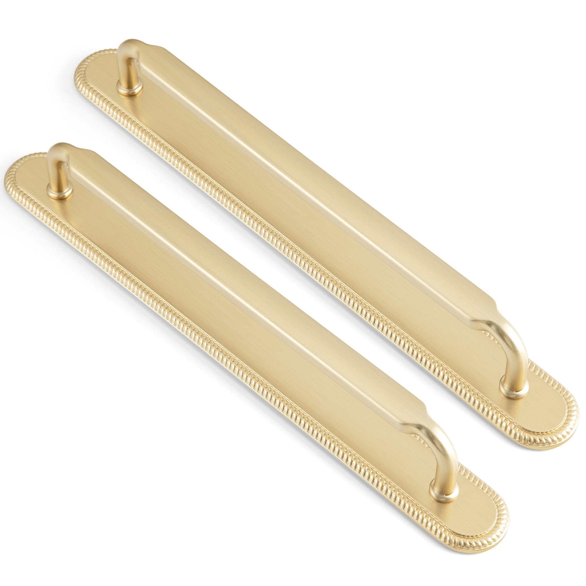 Goo-Ki Champagne Bronze / G027 / 7.6'' Hole Center 2 Pack Antique Brass Cabinet Pulls with Back Plate Zinc Alloy Drawer Handle with Long Back Plate