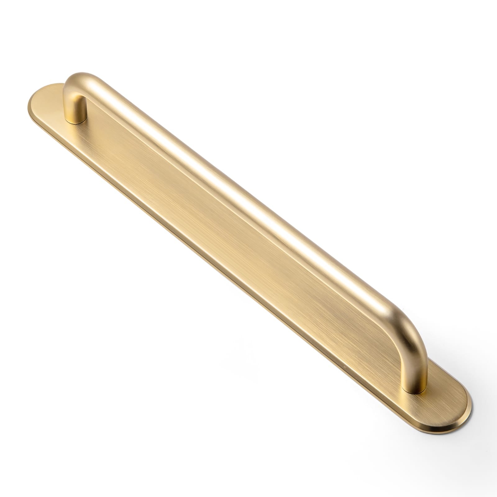 Goo-Ki Champagne Bronze / G028 / 7.6'' Hole Center 2 Pack Modern Geometric Zinc Alloy Cabinet Pulls with Back Plate Sleek Curved Sturdy Cabinet Handles