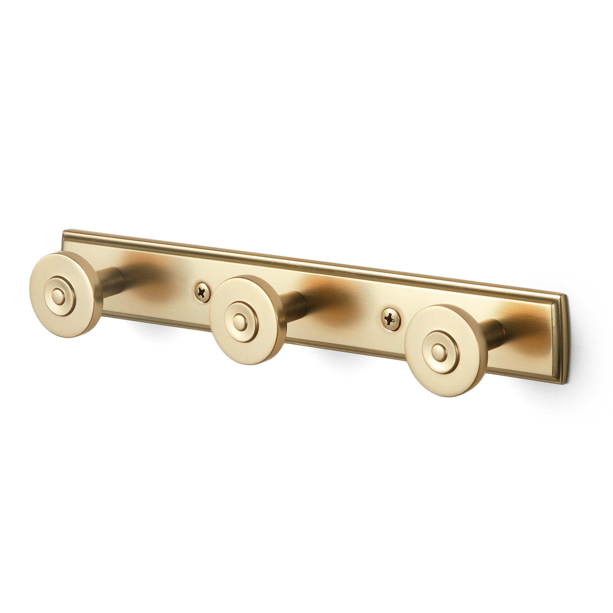 Goo-Ki Champagne Bronze / H011 / 3 Zinc Alloy Wall-Mounted Coat Hooks Decorative Multi-Hook Rail with Round Knobs Heavy-Duty Hanger Rail for Entryway, Bathroom & Bedroom