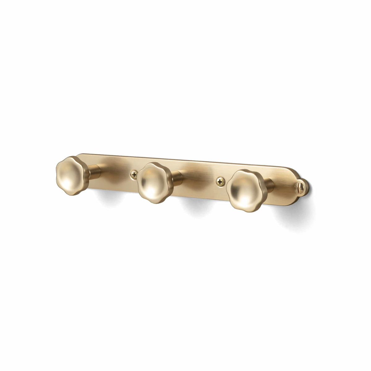 Goo-Ki Champagne Bronze / H013 / 3 Wall Mounted Zinc Alloy Floral Knob Coat Hook Rack, Decorative Robe Hook Rail for Home Storage & Decor