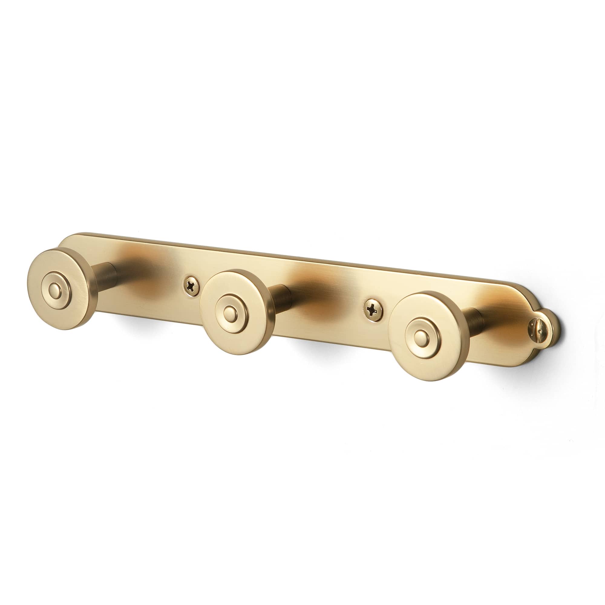Goo-Ki Champagne Bronze / H013 / 3 Zinc Alloy Wall-Mounted Coat Hooks Decorative Multi-Hook Rail with Round Knobs Heavy-Duty Hanger Rail for Entryway, Bathroom & Bedroom