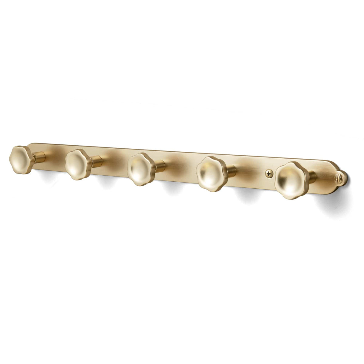 Goo-Ki Champagne Bronze / H013 / 5 Wall Mounted Zinc Alloy Floral Knob Coat Hook Rack, Decorative Robe Hook Rail for Home Storage & Decor