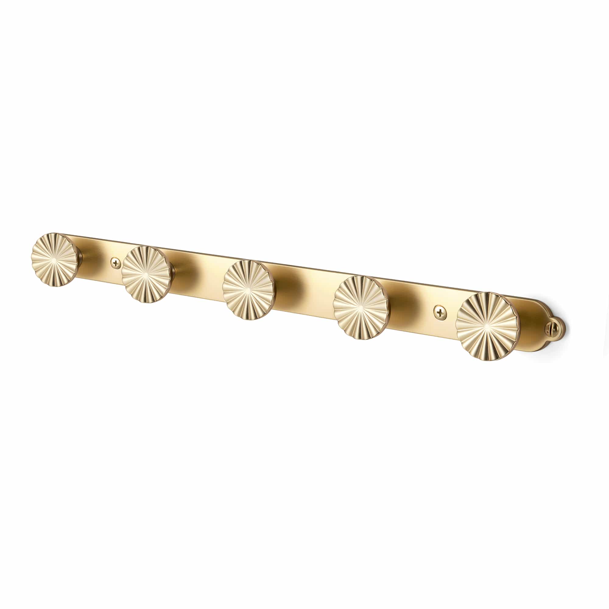 Goo-Ki Champagne Bronze / H013 / 5 Zinc Alloy Coat Hook Bar with Ornate Radiating Sunburst Knobs, Wall Mounted Robe Hanger for Entryway, Bathroom & Closet