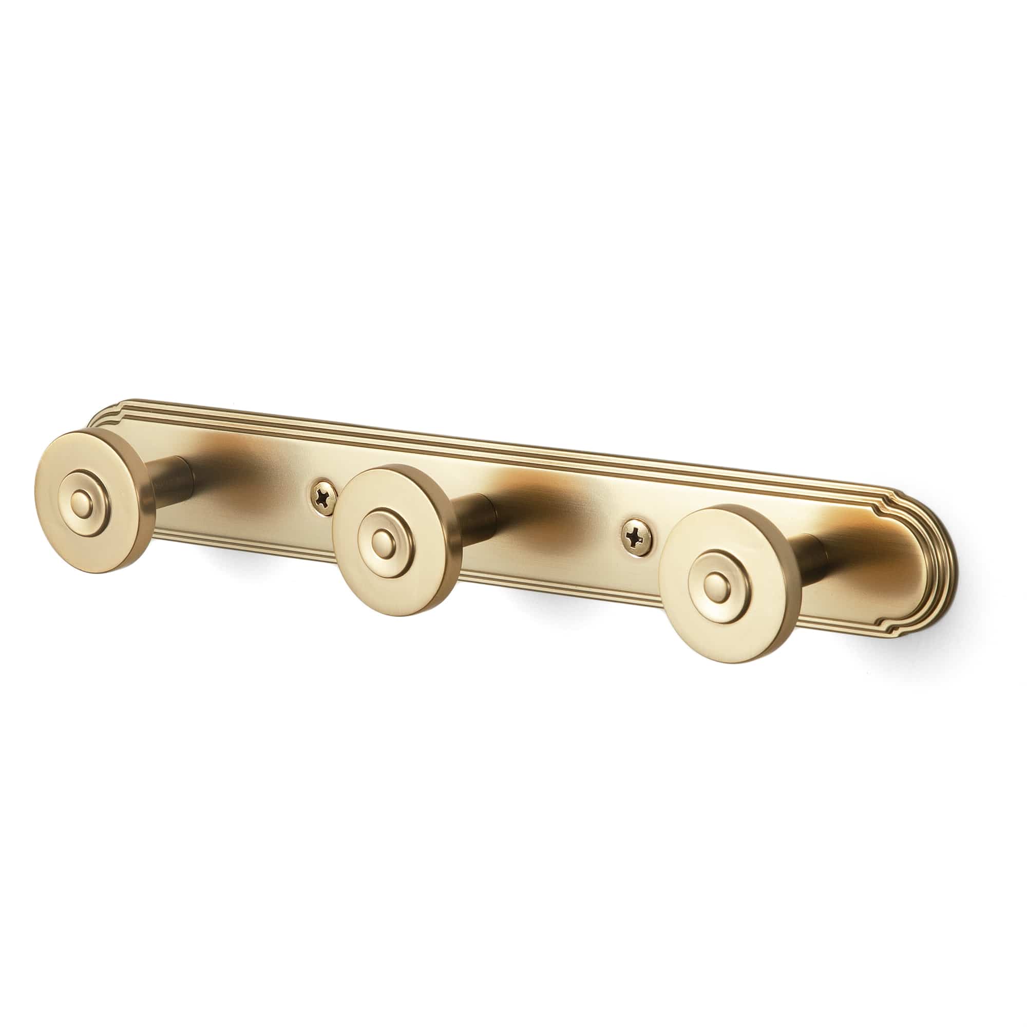 Goo-Ki Champagne Bronze / H014 / 3 Zinc Alloy Wall-Mounted Coat Hooks Decorative Multi-Hook Rail with Round Knobs Heavy-Duty Hanger Rail for Entryway, Bathroom & Bedroom
