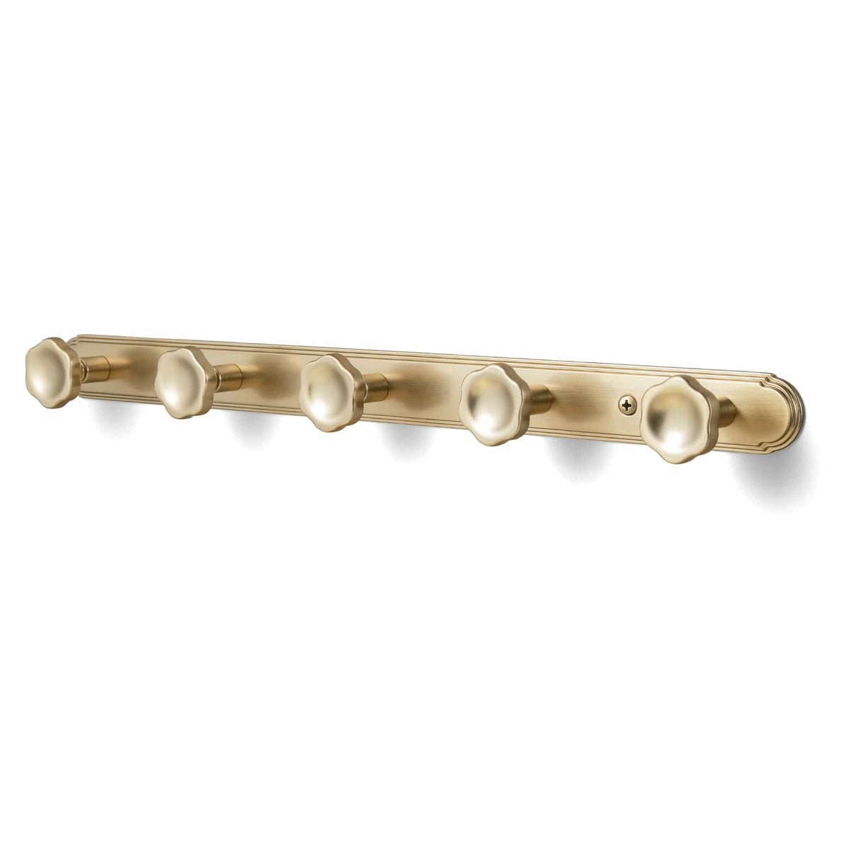 Goo-Ki Champagne Bronze / H014 / 5 Wall Mounted Zinc Alloy Floral Knob Coat Hook Rack, Decorative Robe Hook Rail for Home Storage & Decor