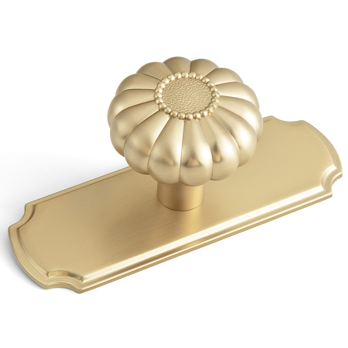 Goo-Ki Champagne Bronze / Knob Plus with Back Plate 23293 / 6 Pack Pumpkin Shape Vintage Cabinet Knobs 1.25 Inch Diameter Drawer Knobs