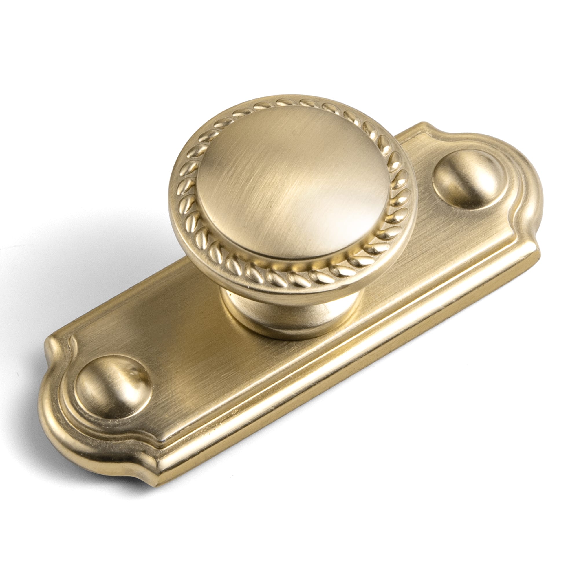 Goo-Ki Champagne Bronze / Knob with Back Plate C / 6 Pack Classic Round Design Cabinet Knobs with Wheatear Border for Kitchen Drawers