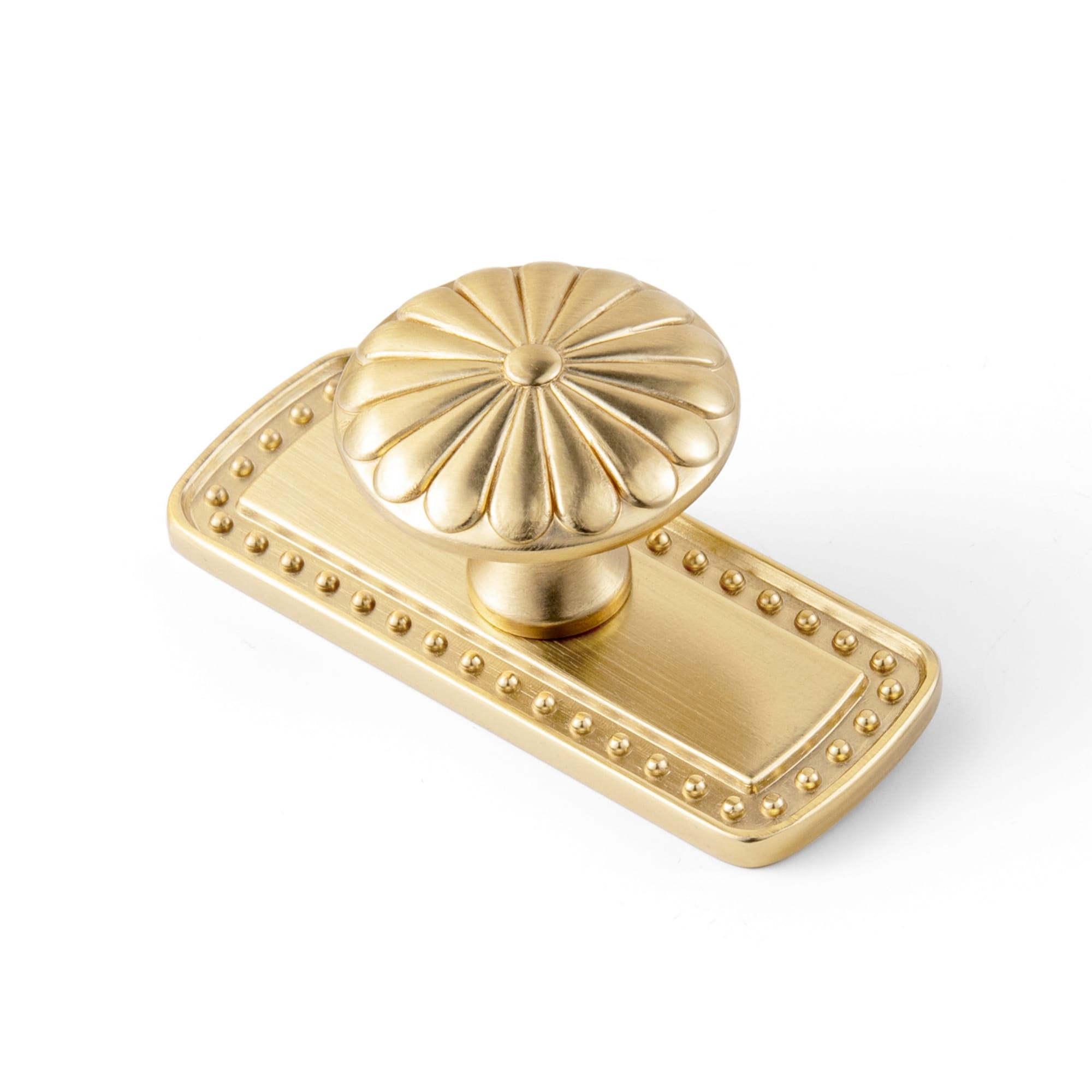 Goo-Ki Champagne Bronze / Knob with Back Plate G018 / 6 Pack Chrysanthemum Pattern Embossed Cabinet Knobs Distressed Zinc Alloy Furniture Hardware