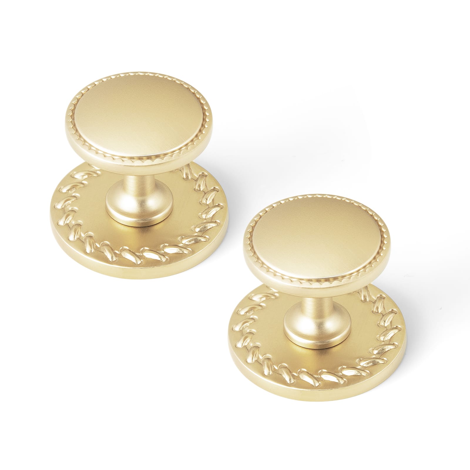Goo-Ki Champagne Bronze / Knob with Back Plate Round G016 / 6 Pack Classic Round Design Cabinet Knobs with Toothed Rim for Kitchen Drawers