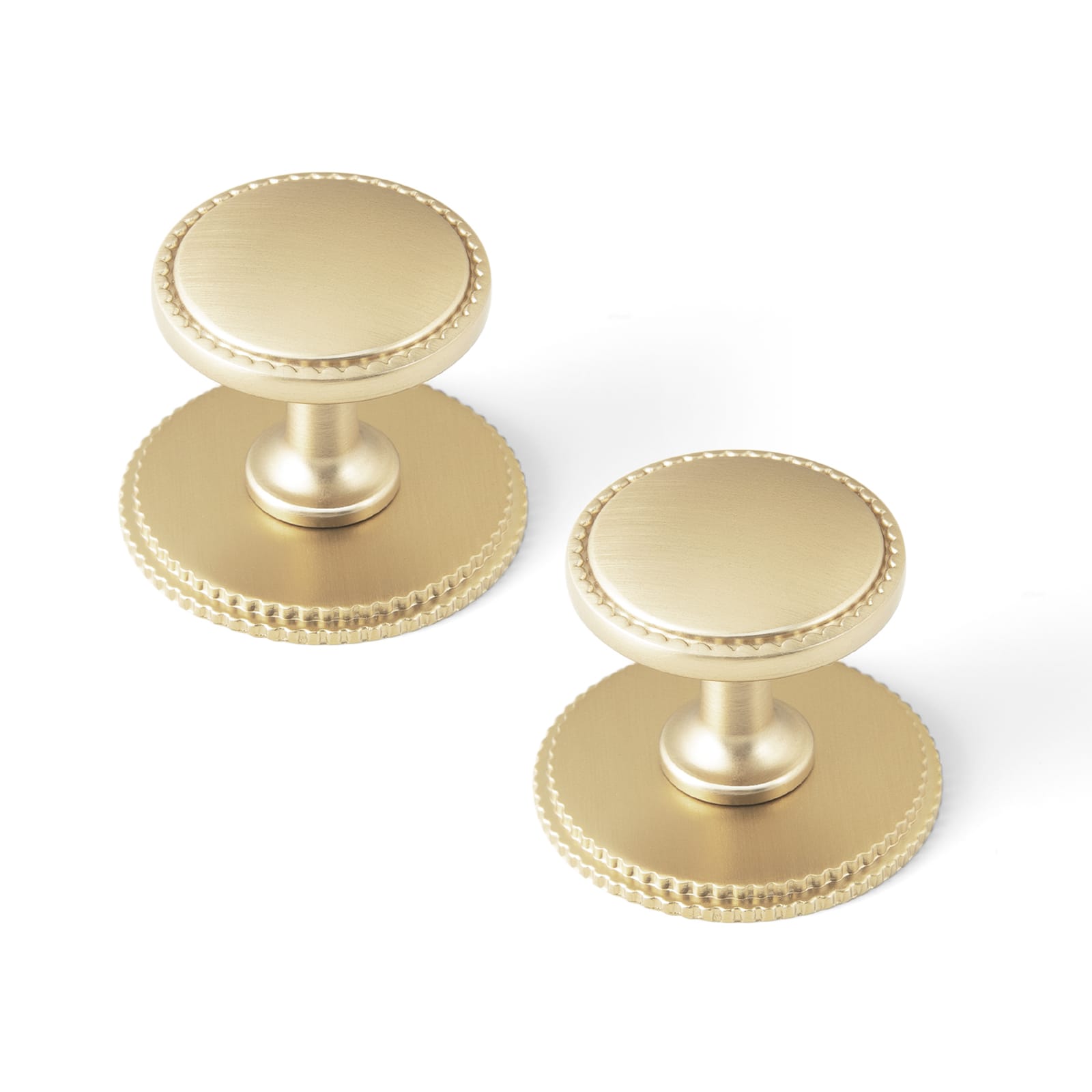 Goo-Ki Champagne Bronze / Knob with Back Plate Round G019 / 6 Pack Classic Round Design Cabinet Knobs with Toothed Rim for Kitchen Drawers