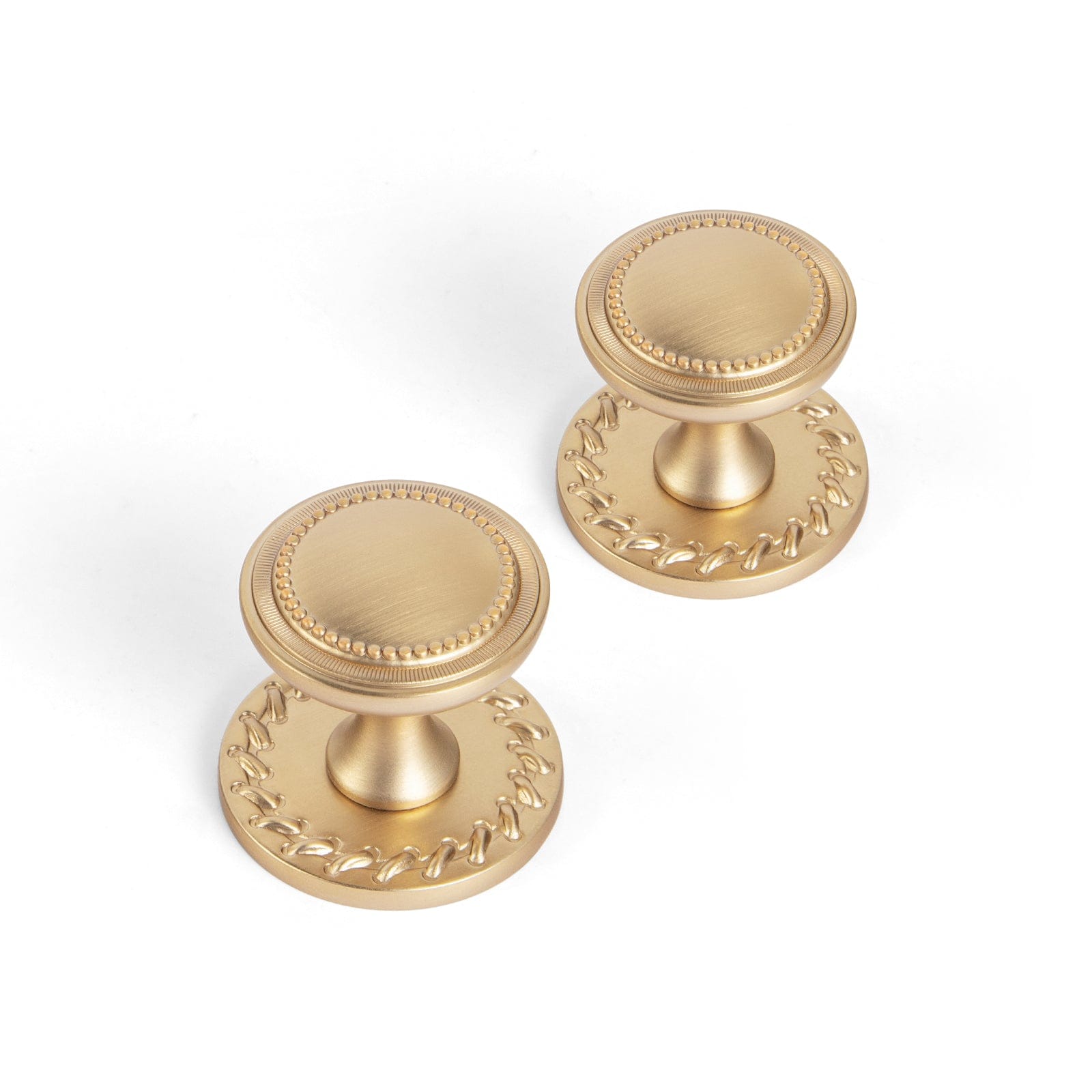 Goo-Ki Champagne Bronze / Round G016 / 6 Pack Antique Brass Zinc Alloy Cabinet Knob with Delicate Decorative Back Plate Set