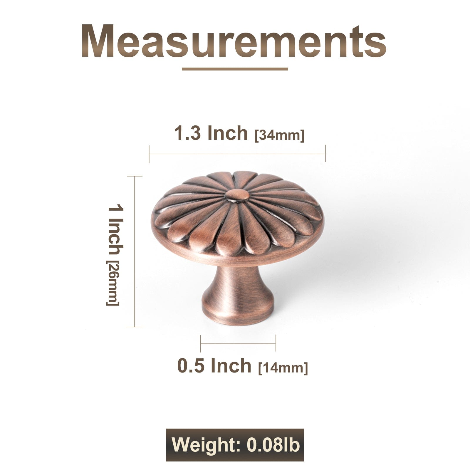Goo-Ki Chrysanthemum Pattern Embossed Cabinet Knobs Distressed Zinc Alloy Furniture Hardware