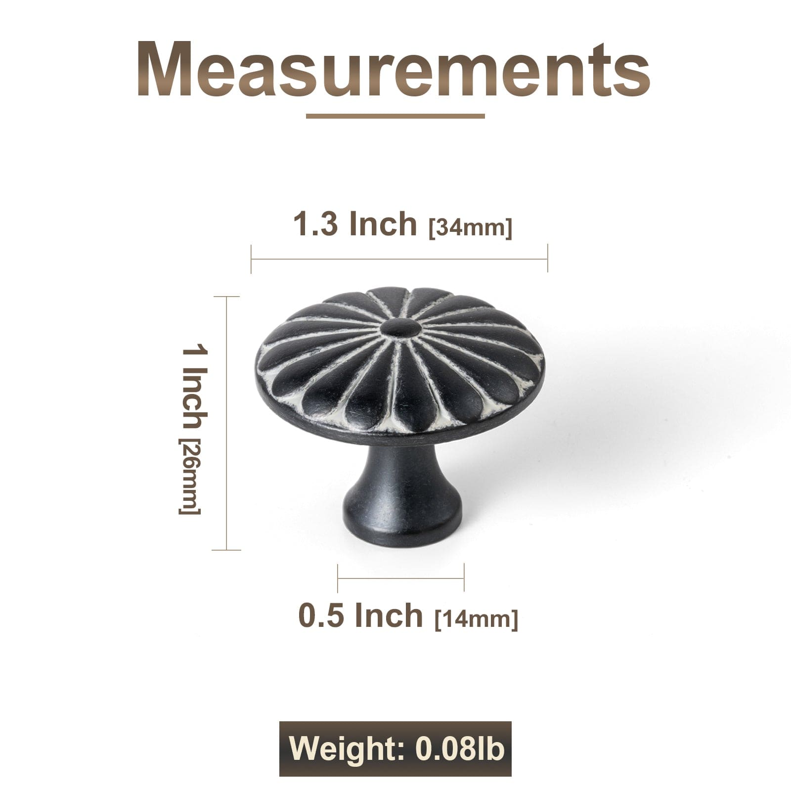 Goo-Ki Chrysanthemum Pattern Embossed Cabinet Knobs Distressed Zinc Alloy Furniture Hardware