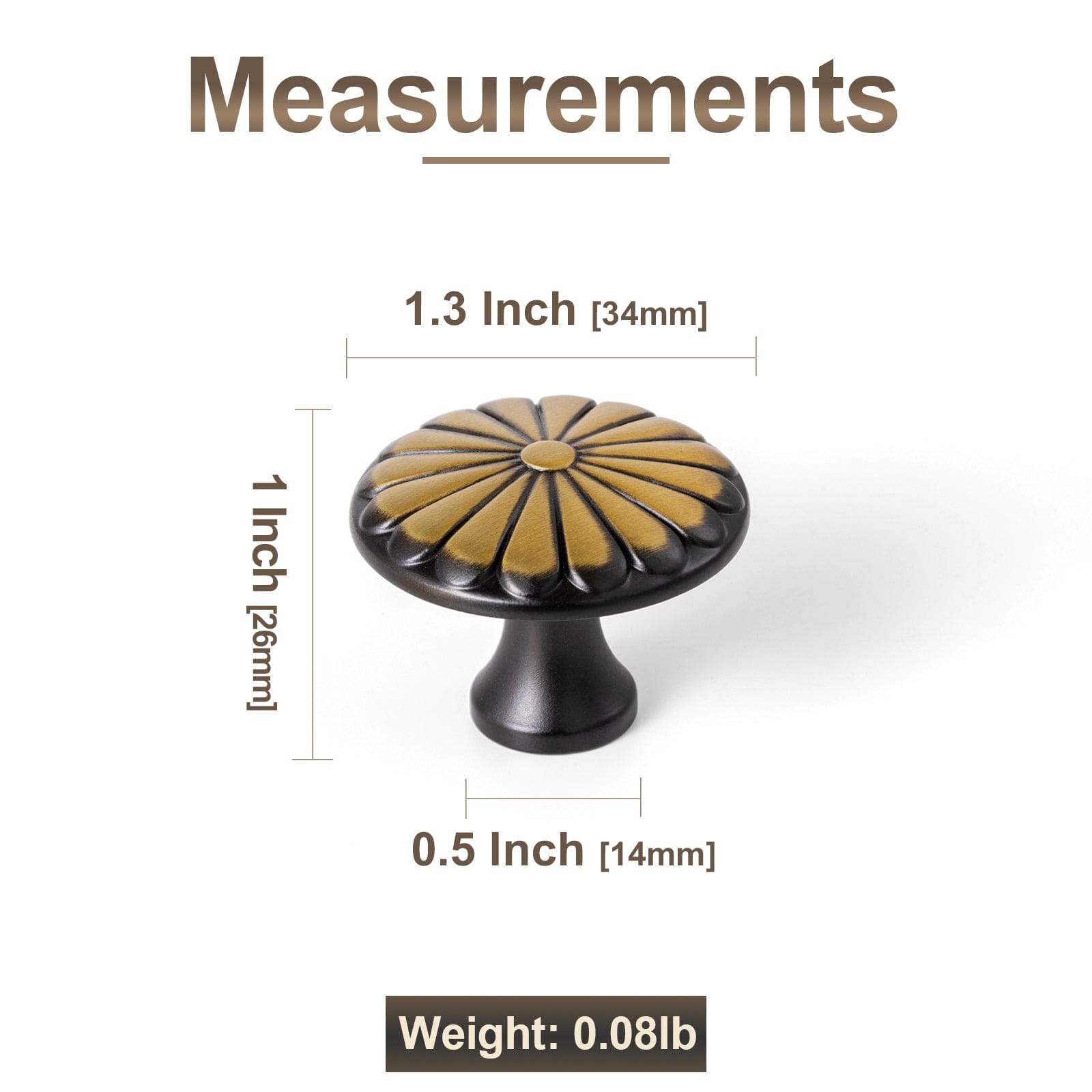 Goo-Ki Chrysanthemum Pattern Embossed Cabinet Knobs Distressed Zinc Alloy Furniture Hardware