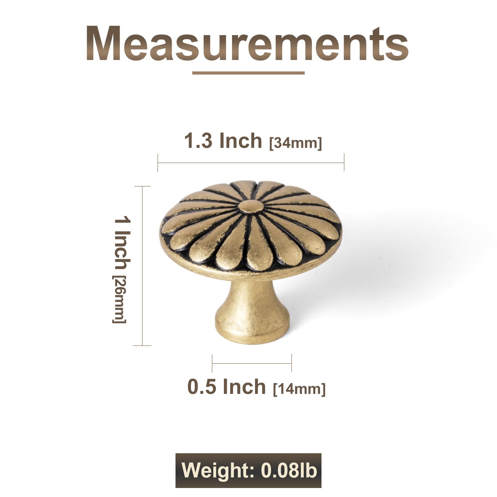 Goo-Ki Chrysanthemum Pattern Embossed Cabinet Knobs Distressed Zinc Alloy Furniture Hardware