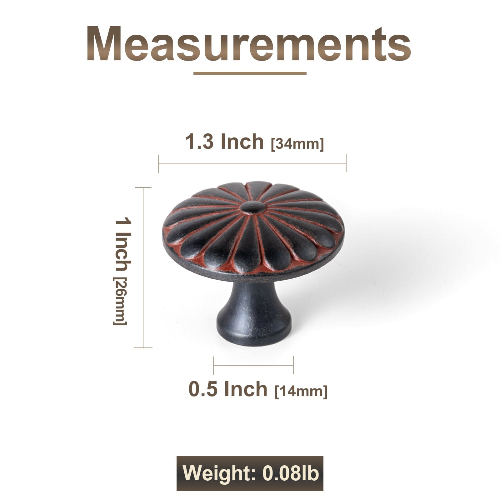 Goo-Ki Chrysanthemum Pattern Embossed Cabinet Knobs Distressed Zinc Alloy Furniture Hardware