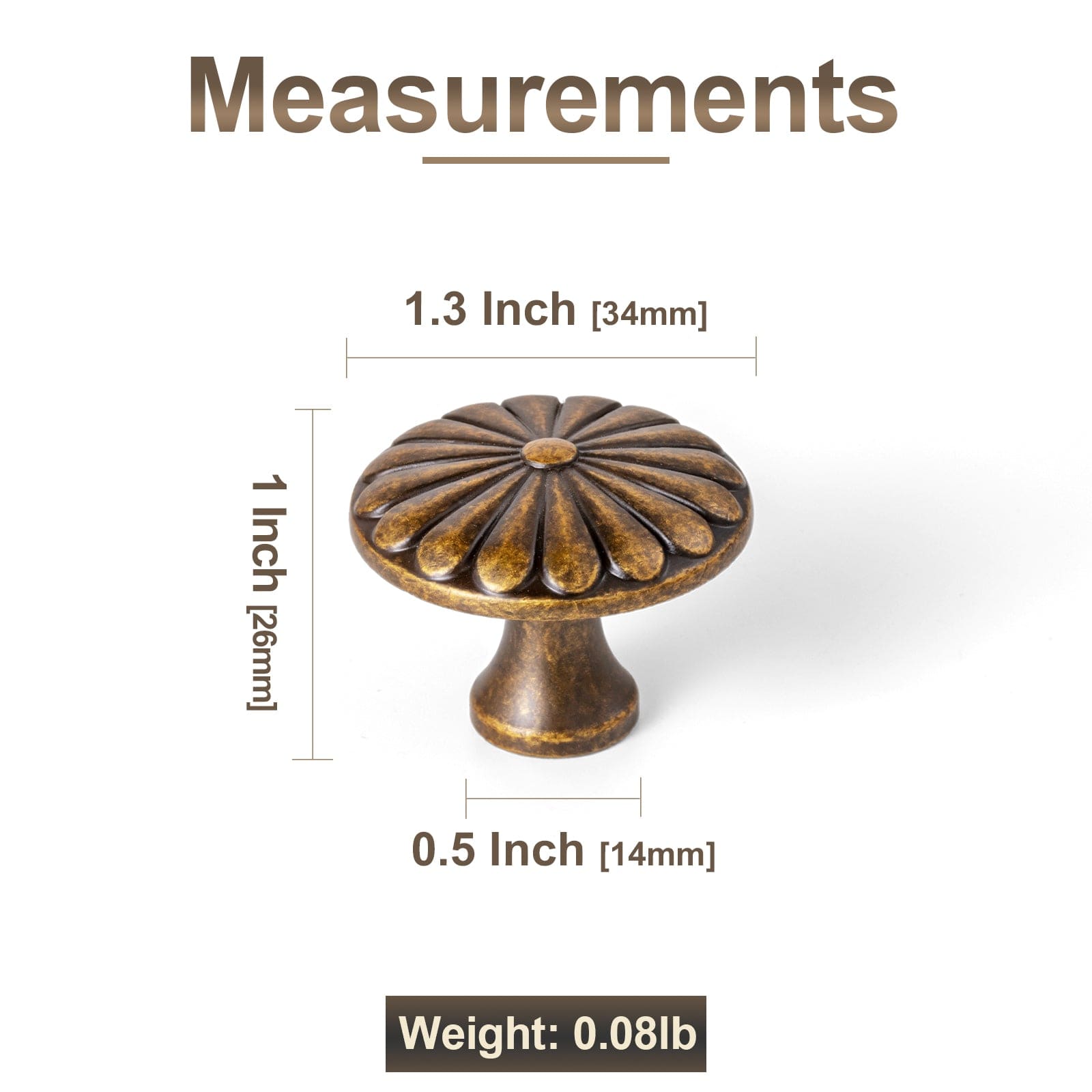 Goo-Ki Chrysanthemum Pattern Embossed Cabinet Knobs Distressed Zinc Alloy Furniture Hardware