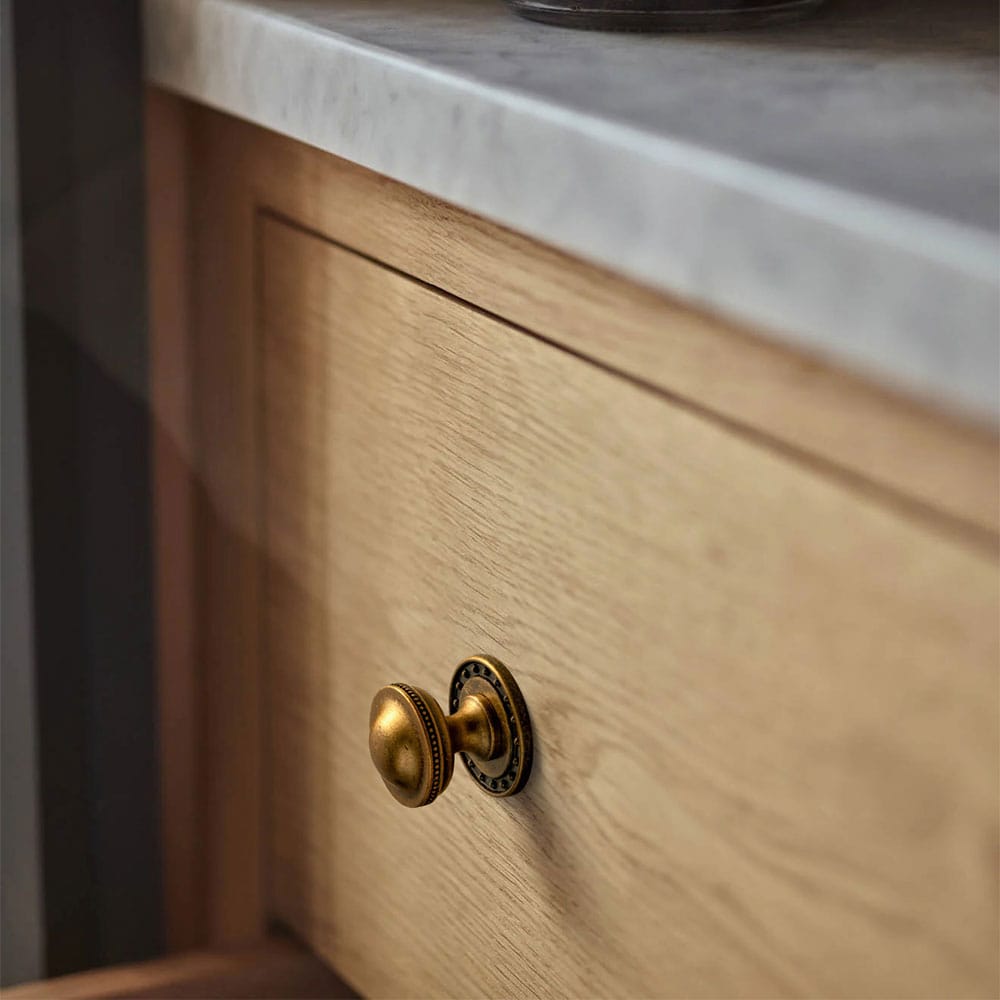 Goo-Ki Classic Antique Brass Cabinet Knobs with Beaded Edge Elegant Dome Drawer Knobs