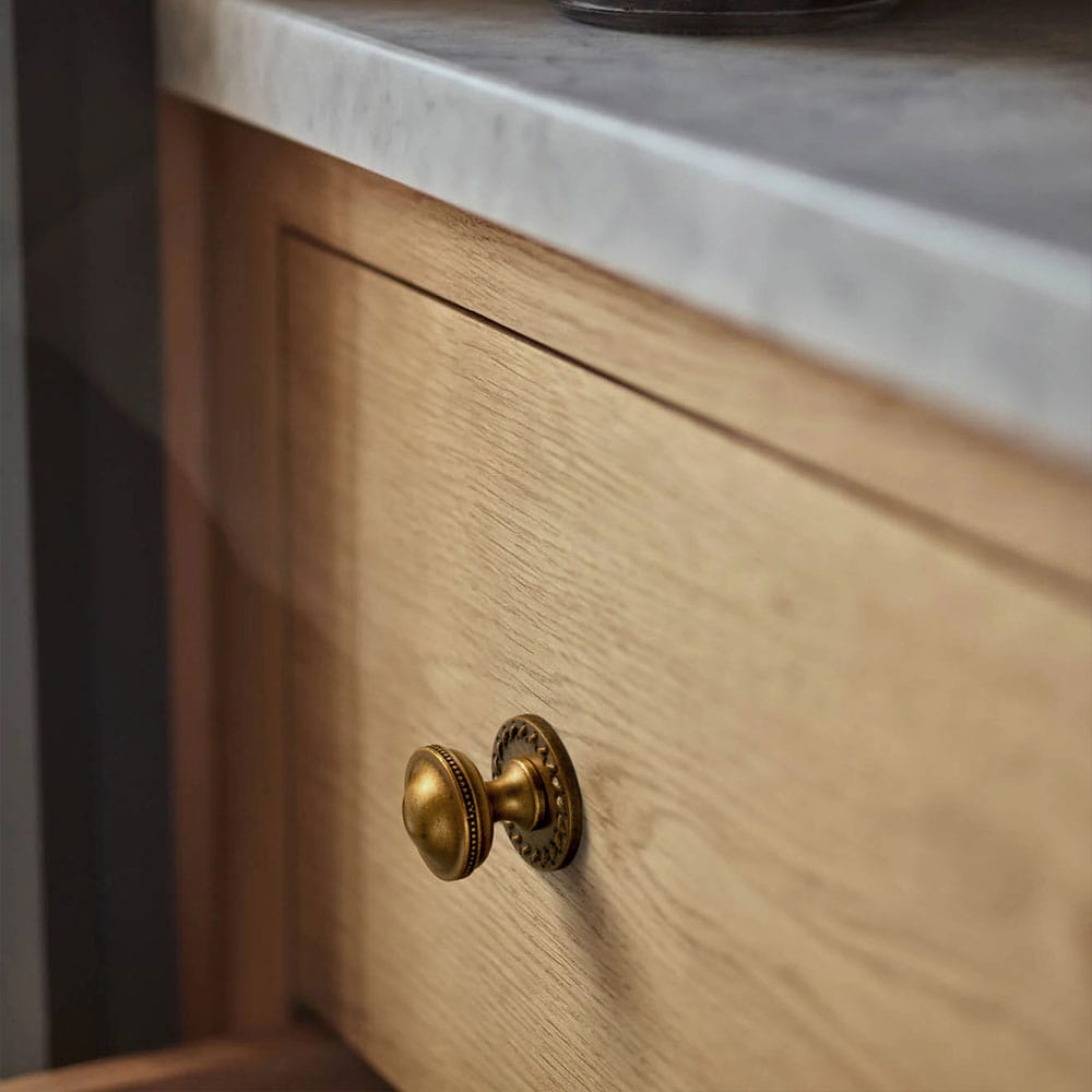 Goo-Ki Classic Antique Brass Cabinet Knobs with Beaded Edge Elegant Dome Drawer Knobs