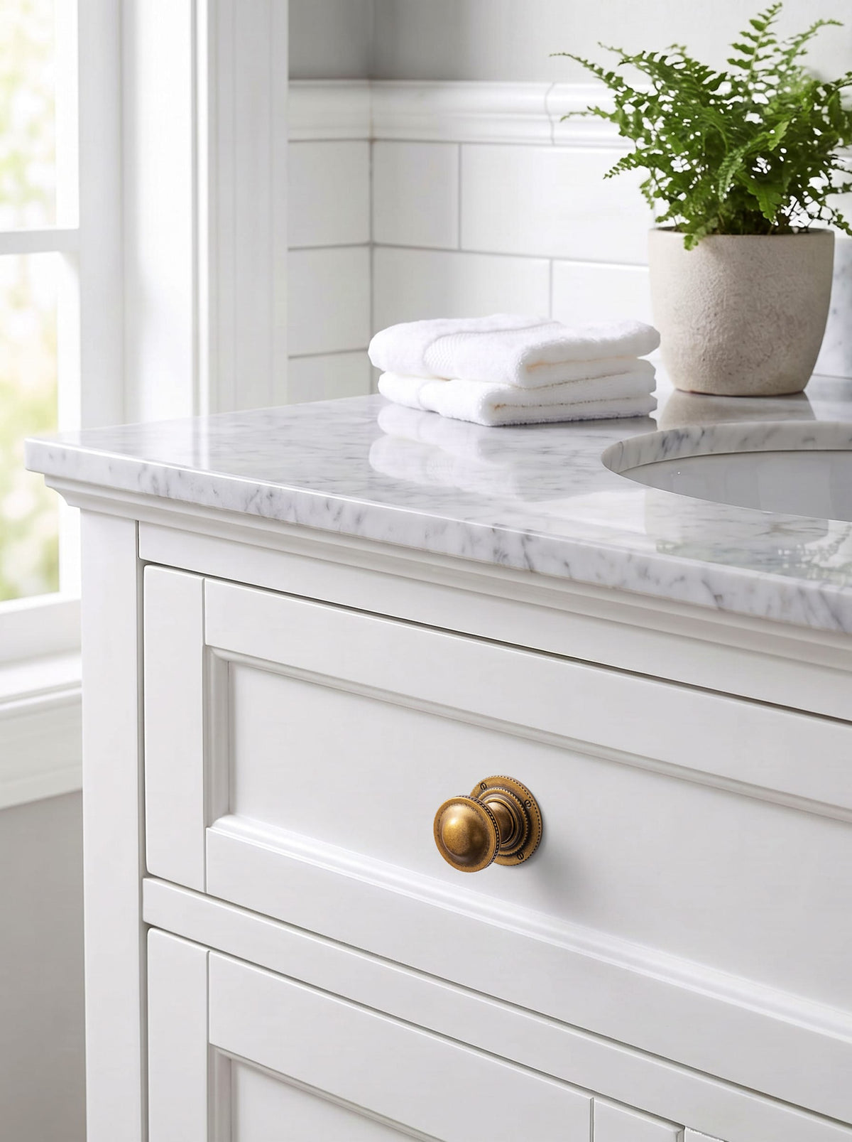 Goo-Ki Classic Antique Brass Cabinet Knobs with Beaded Edge Elegant Dome Drawer Knobs