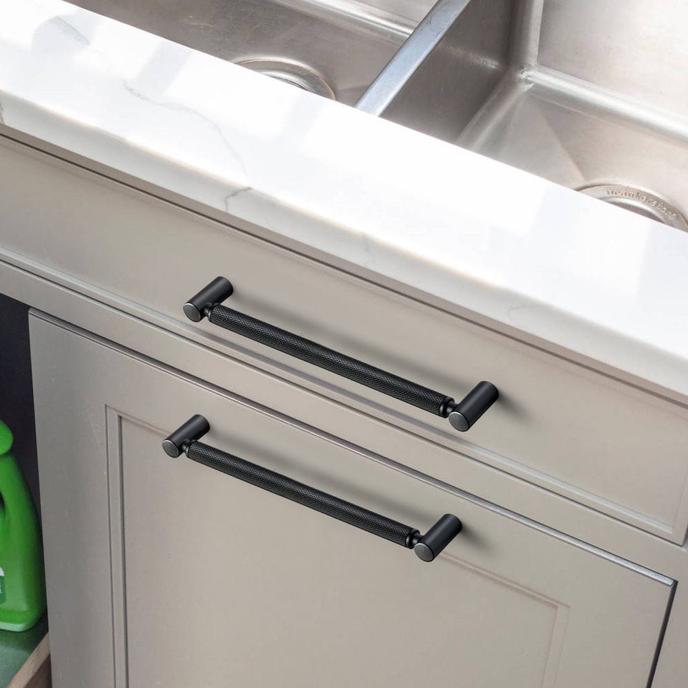 Goo-Ki Classic Bar-shaped Knurled Aluminium Drawer Pull Durable & Stylish Hardware for Furniture