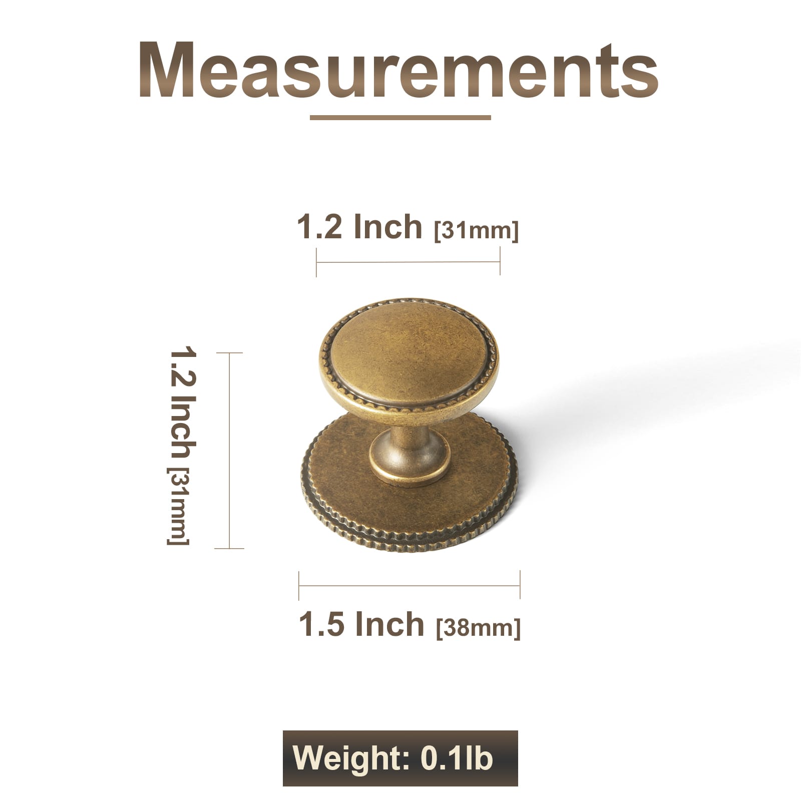 Goo-Ki Classic Round Design Cabinet Knobs with Toothed Rim for Kitchen Drawers