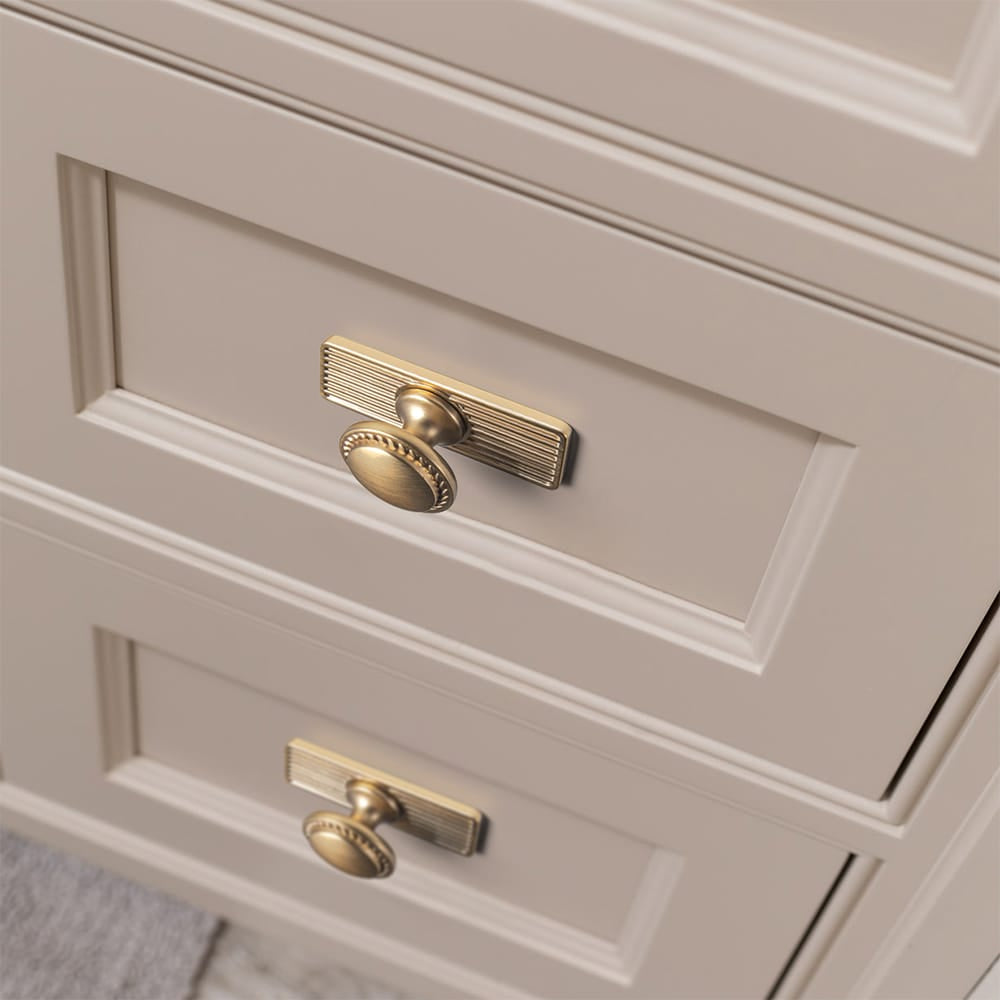 Goo-Ki Classic Round Design Cabinet Knobs with Wheatear Border for Kitchen Drawers