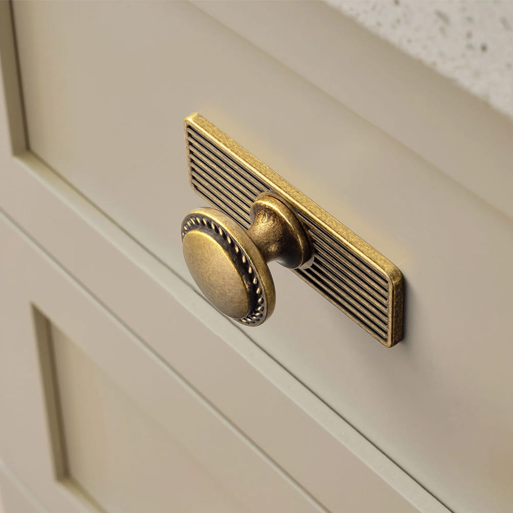 Goo-Ki Classic Round Design Cabinet Knobs with Wheatear Border for Kitchen Drawers