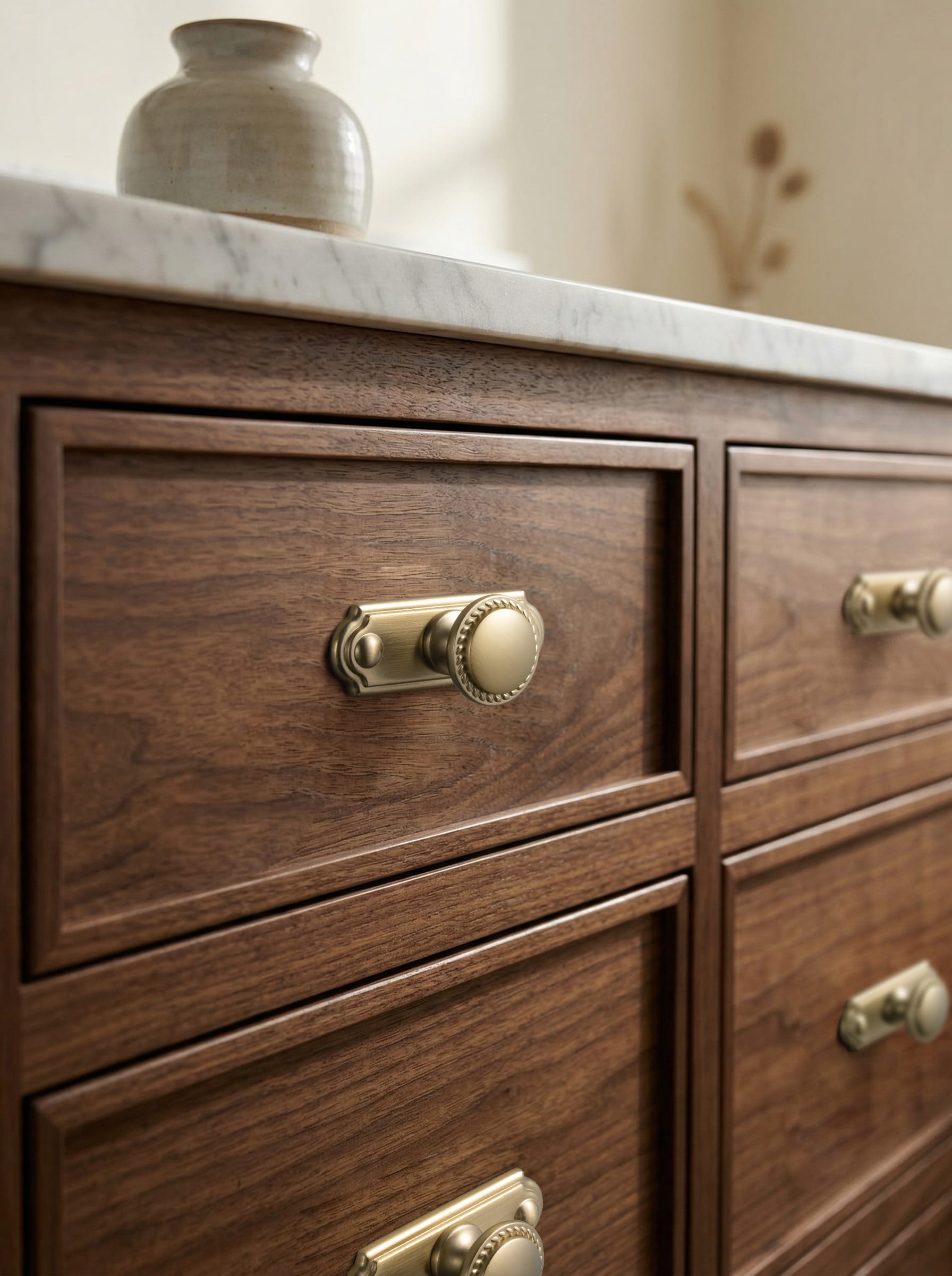 Goo-Ki Classic Round Design Cabinet Knobs with Wheatear Border for Kitchen Drawers