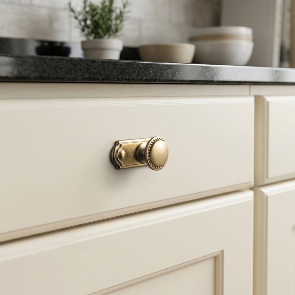 Goo-Ki Classic Round Design Cabinet Knobs with Wheatear Border for Kitchen Drawers