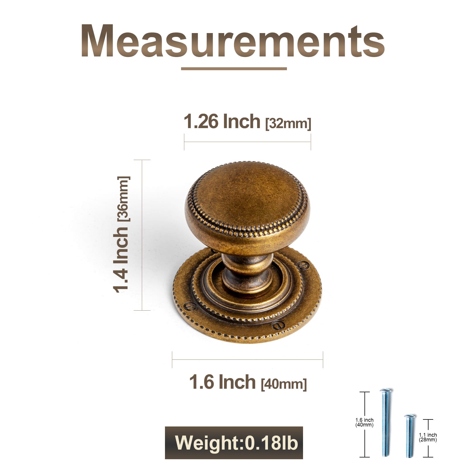 Goo-Ki Classic Zinc Alloy Cabinet Knobs with Beaded Edge Vintage Style Drawer Hardware