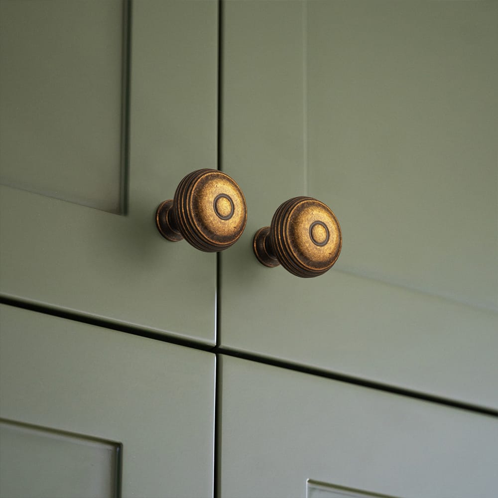 Goo-Ki Concentric Tiered Round Zinc Alloy Cabinet Knobs, Classic Ridged Vintage Drawer Knob for Cabinet, Dresser