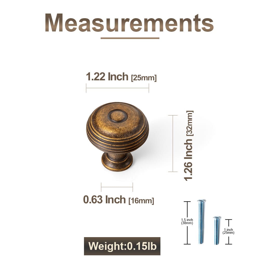Goo-Ki Concentric Tiered Round Zinc Alloy Cabinet Knobs, Classic Ridged Vintage Drawer Knob for Cabinet, Dresser