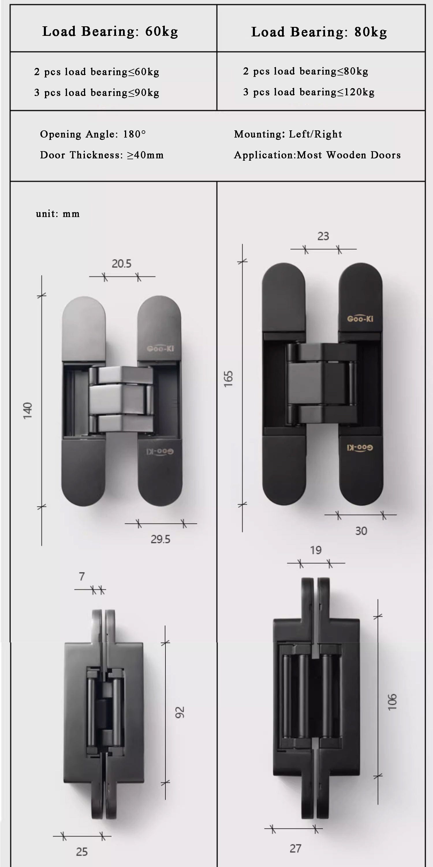 Goo-Ki Cross Three-dimensional Adjustable Folding Door Hinge Concealed Invisible Door Hinge