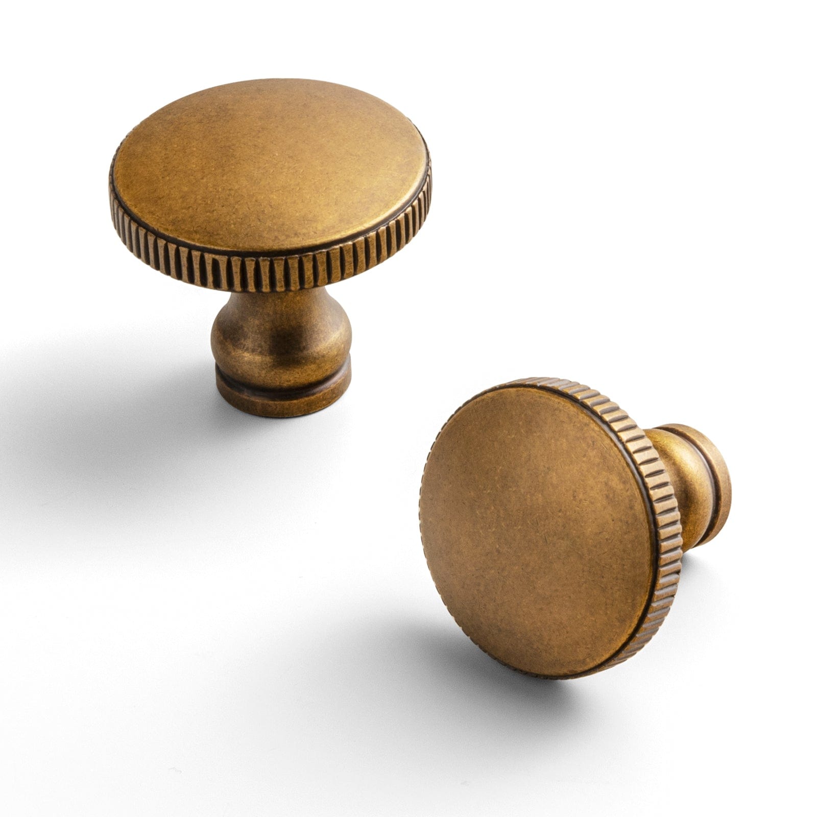 Goo-Ki Decorative Ribbed Round Cabinet Knobs - Zinc Alloy Construction
