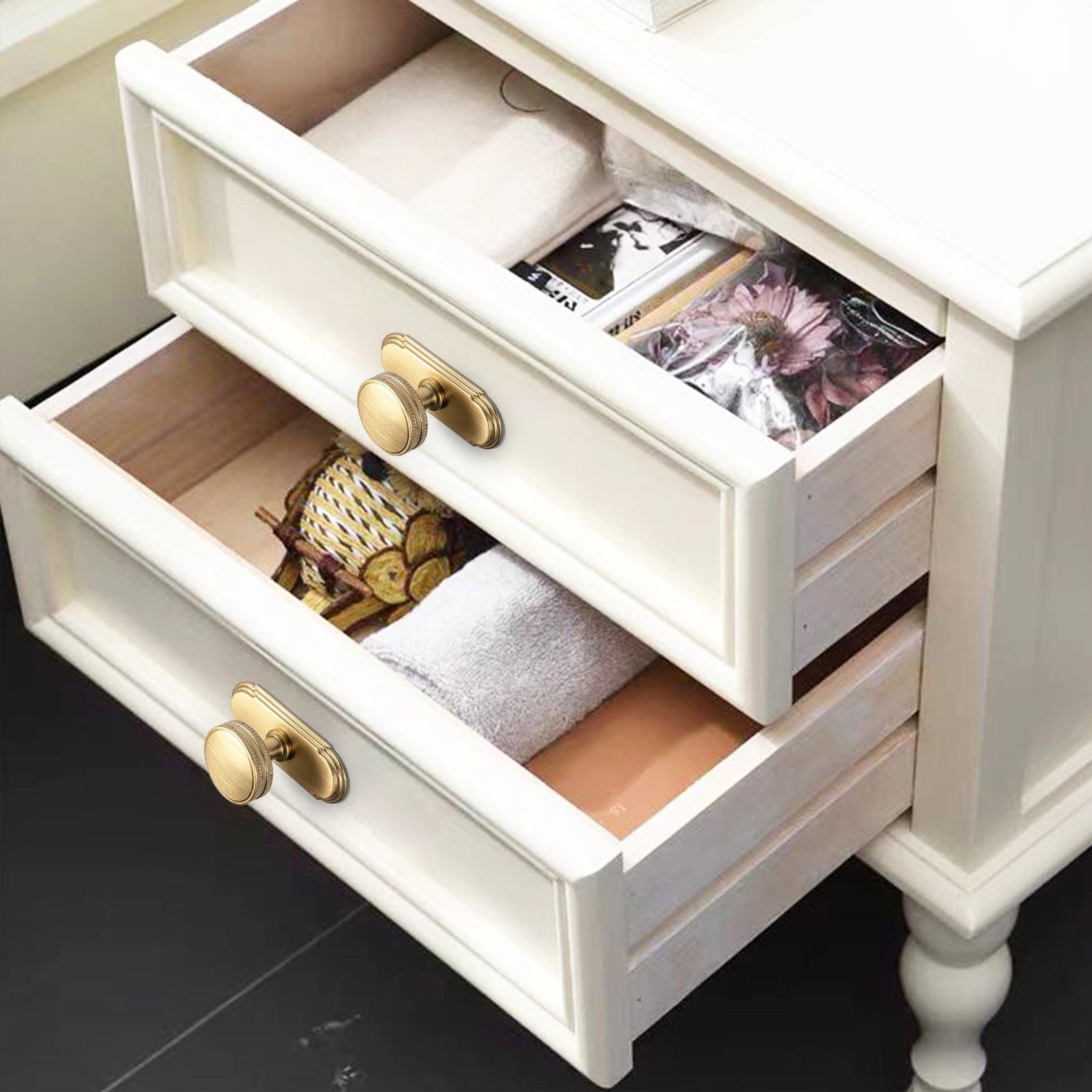 Goo-Ki Distinctive Artistic Engravings Single Hole Round Cabinet Knob Retro Flair Kitchen Hardware