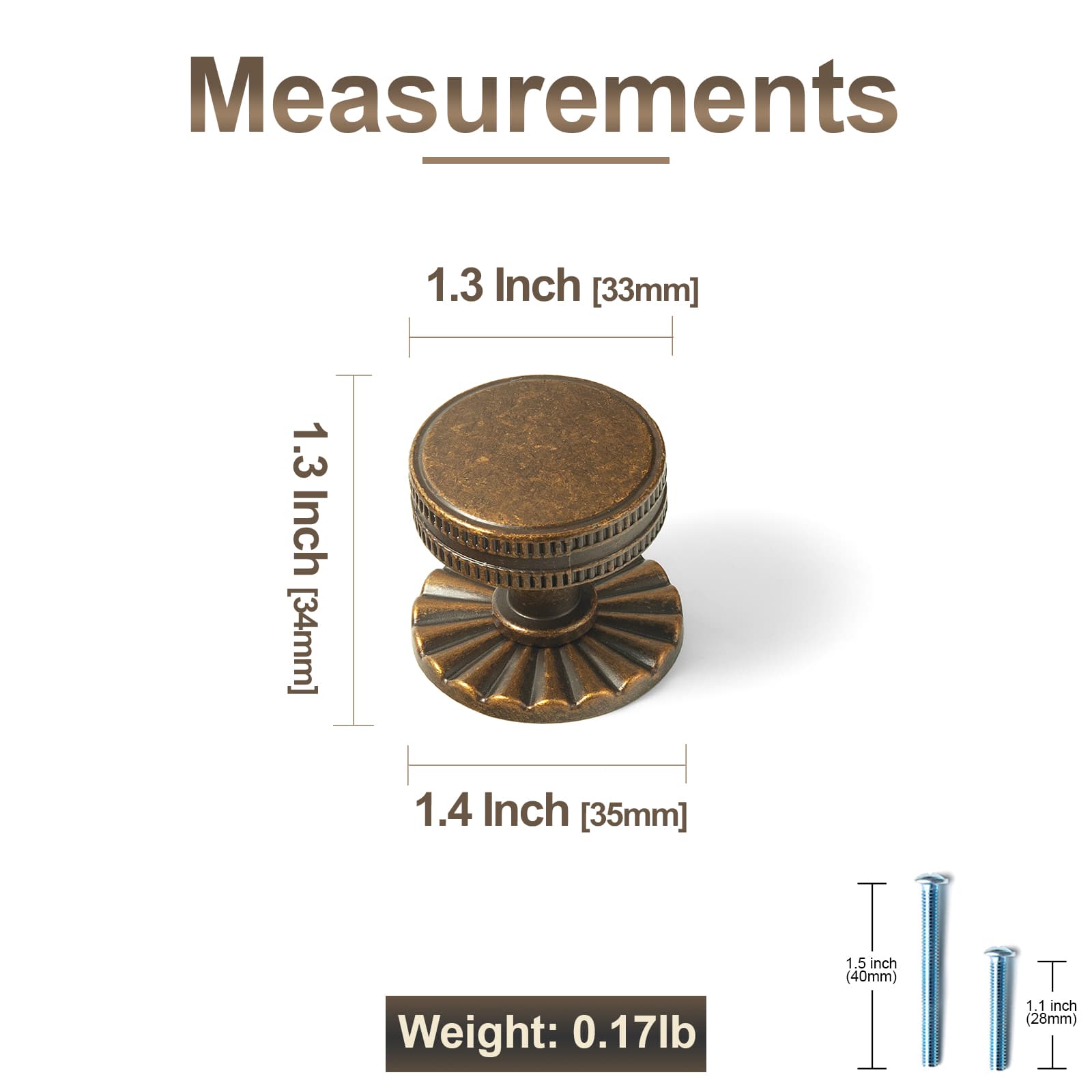 Goo-Ki Distinctive Artistic Engravings Single Hole Round Cabinet Knob Retro Flair Kitchen Hardware