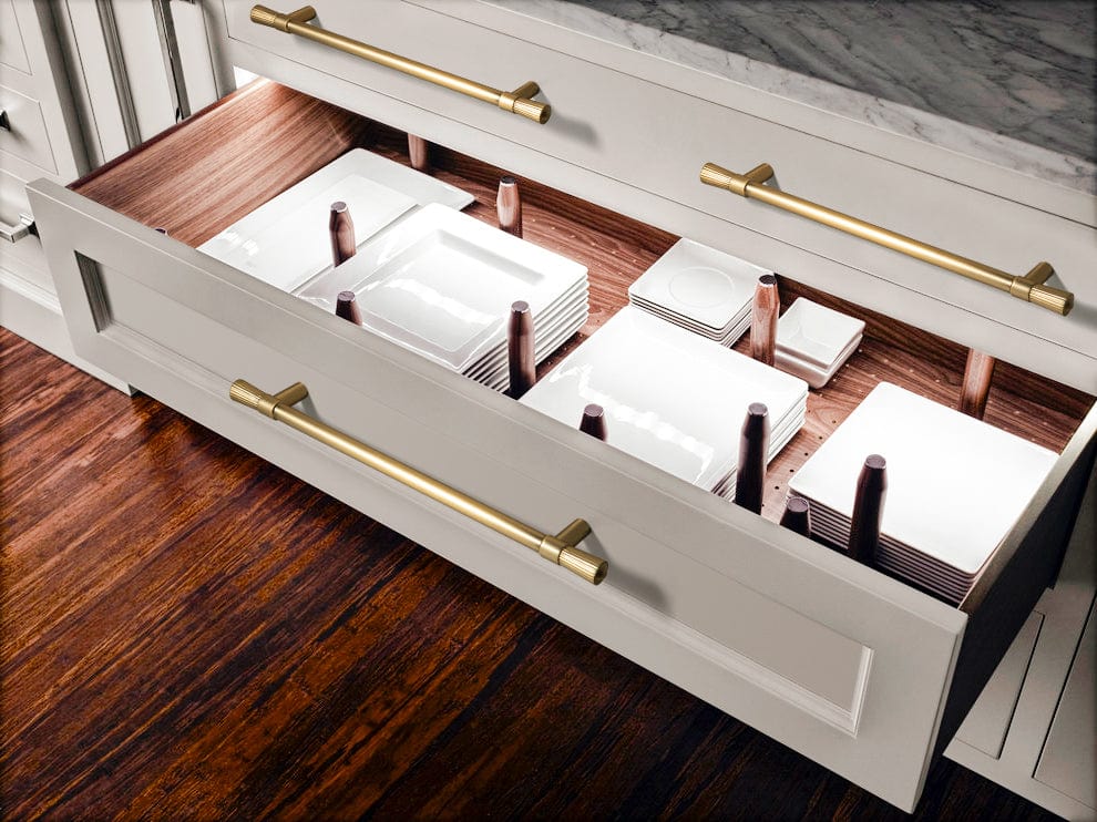 Goo-Ki Distinctive Stylish Zinc Alloy Cabinet Handles Featuring Textured Ribbed Ends