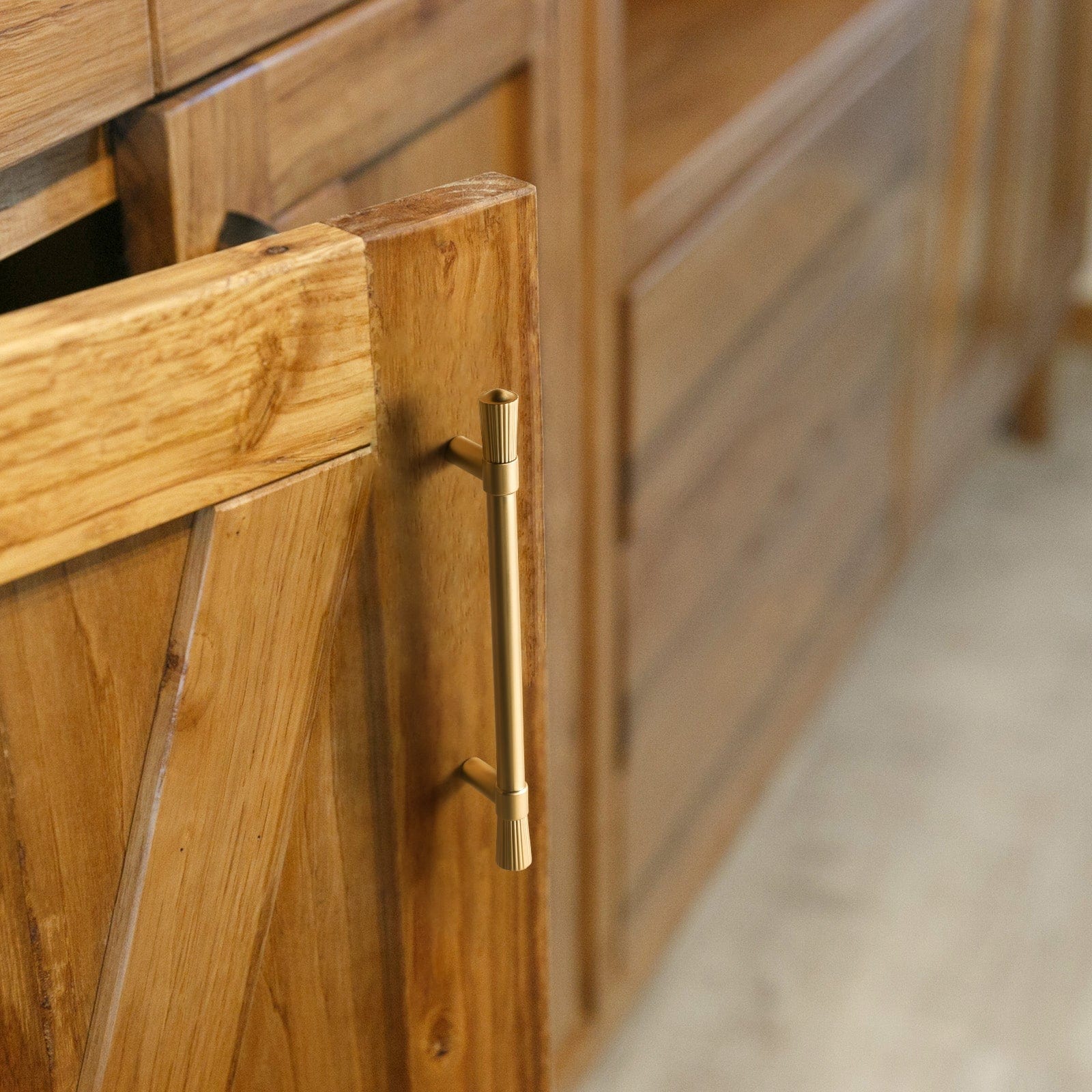 Goo-Ki Distinctive Stylish Zinc Alloy Cabinet Handles Featuring Textured Ribbed Ends