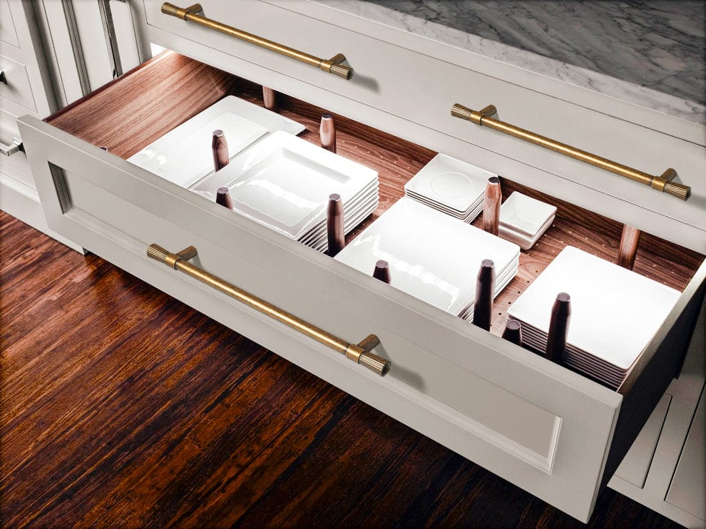 Goo-Ki Distinctive Stylish Zinc Alloy Cabinet Handles Featuring Textured Ribbed Ends