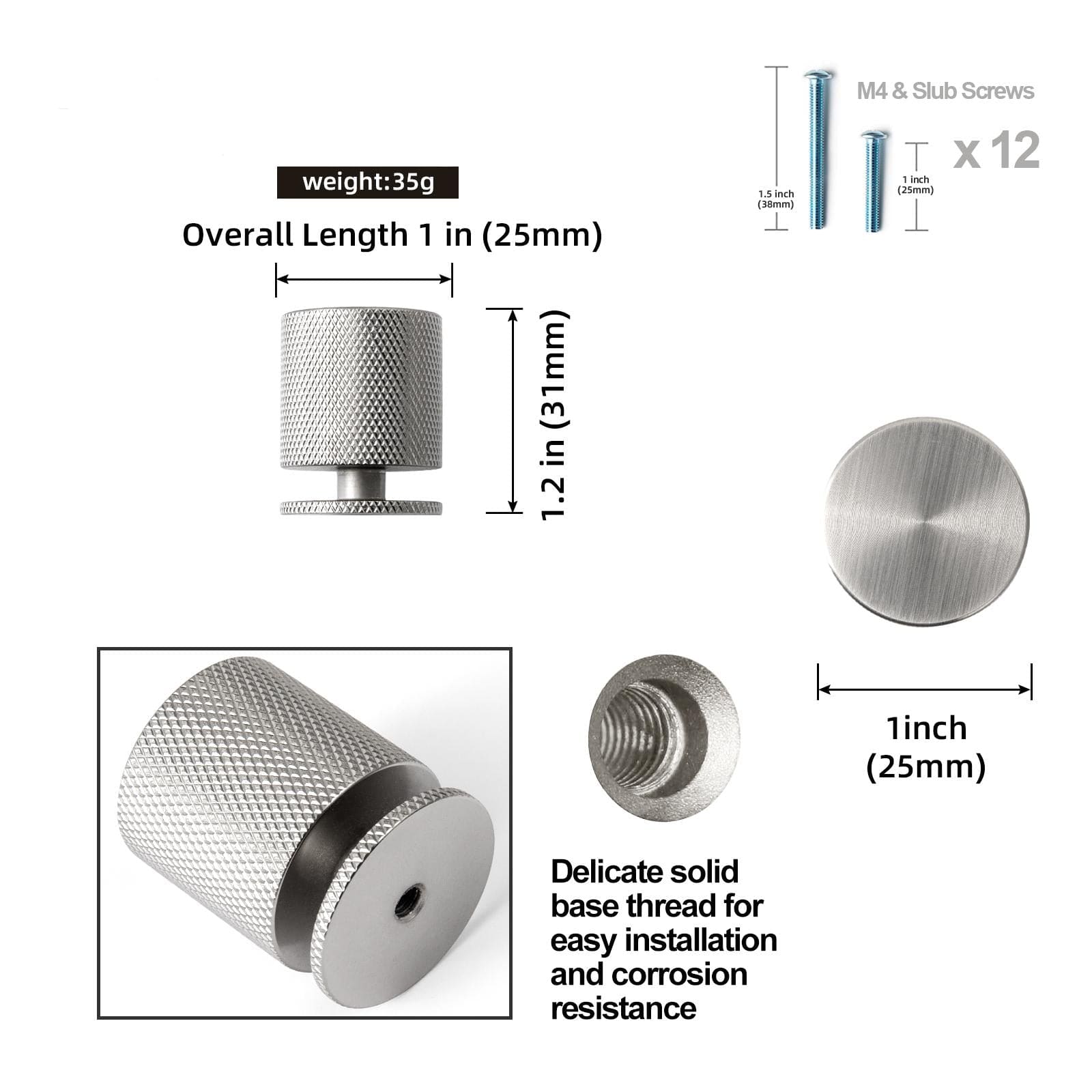 Goo-Ki Elegant Textured Vintage Knobs for Furniture Knurled Aluminum Cabinet Knobs