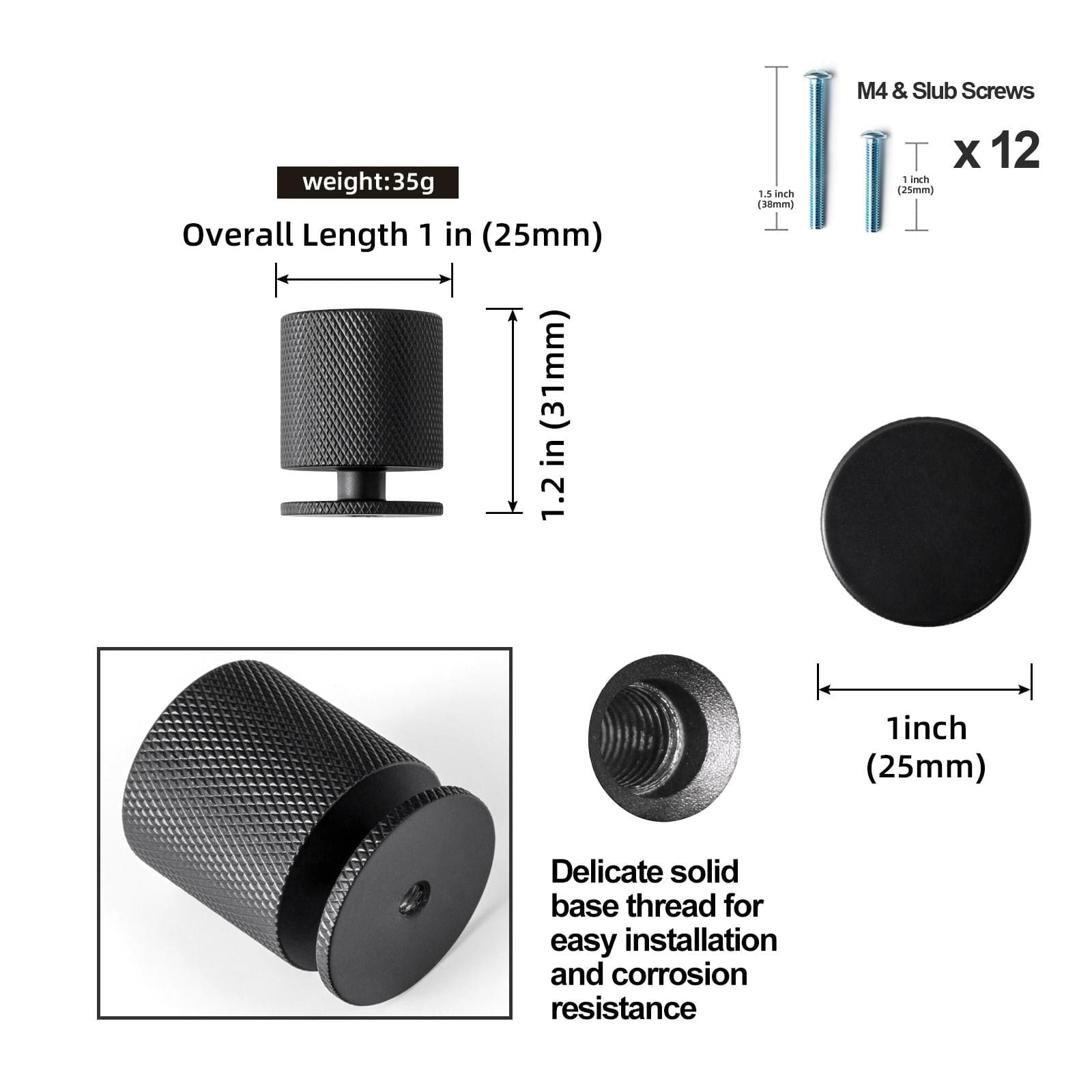 Goo-Ki Elegant Textured Vintage Knobs for Furniture Knurled Aluminum Cabinet Knobs