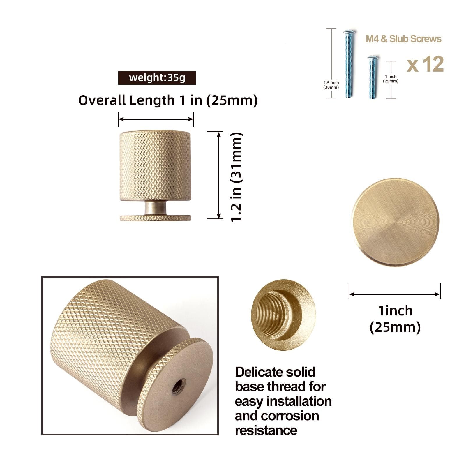 Goo-Ki Elegant Textured Vintage Knobs for Furniture Knurled Aluminum Cabinet Knobs