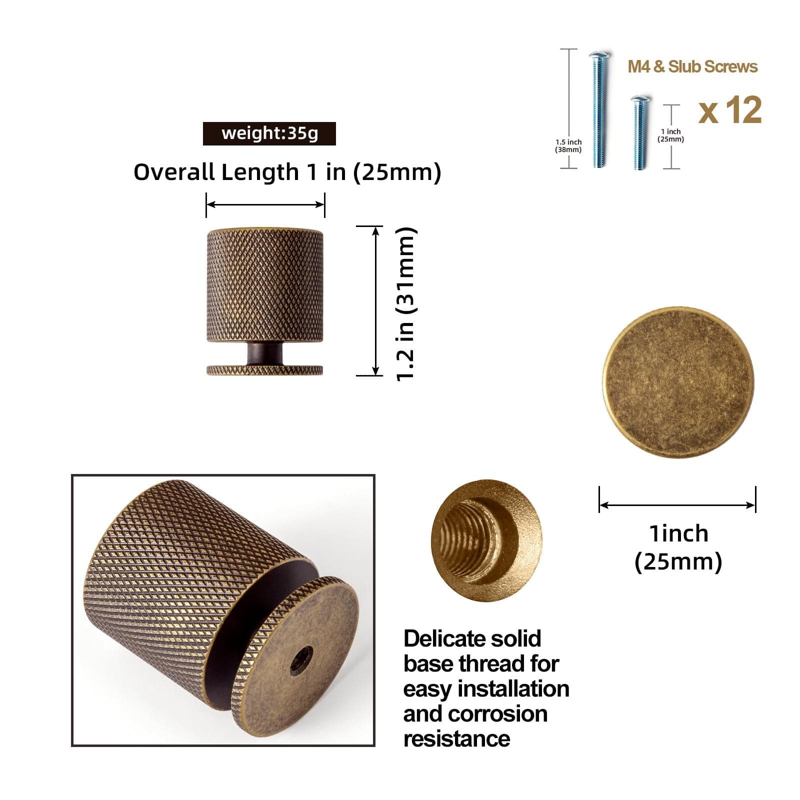Goo-Ki Elegant Textured Vintage Knobs for Furniture Knurled Aluminum Cabinet Knobs